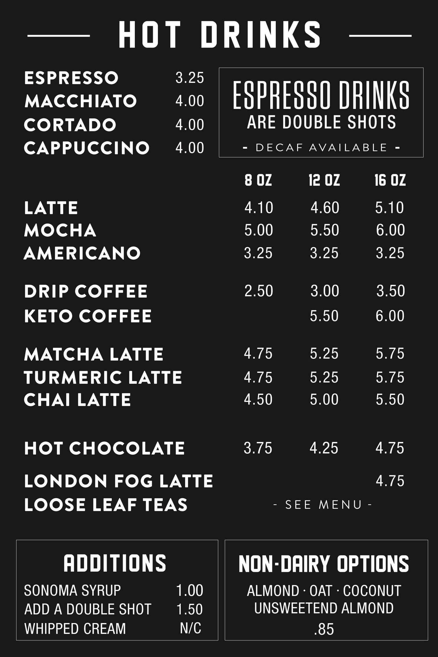 Menus#N#– Avid Coffee