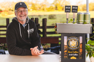 Rob Daly at an event with Best Coffee award