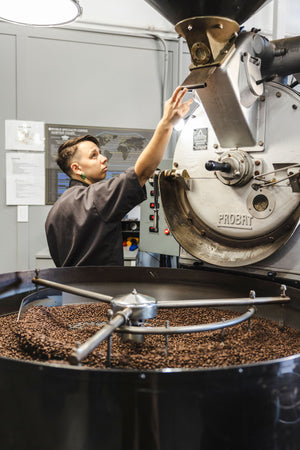 Avid employee working roaster